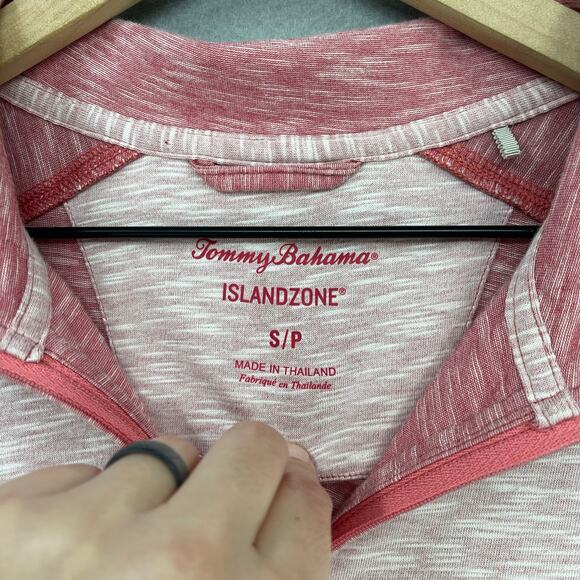 Tommy Bahama Shirt Mens Small Red Quarter Zip Pullover Island Zone Long Sleeve - Picture 2 of 9